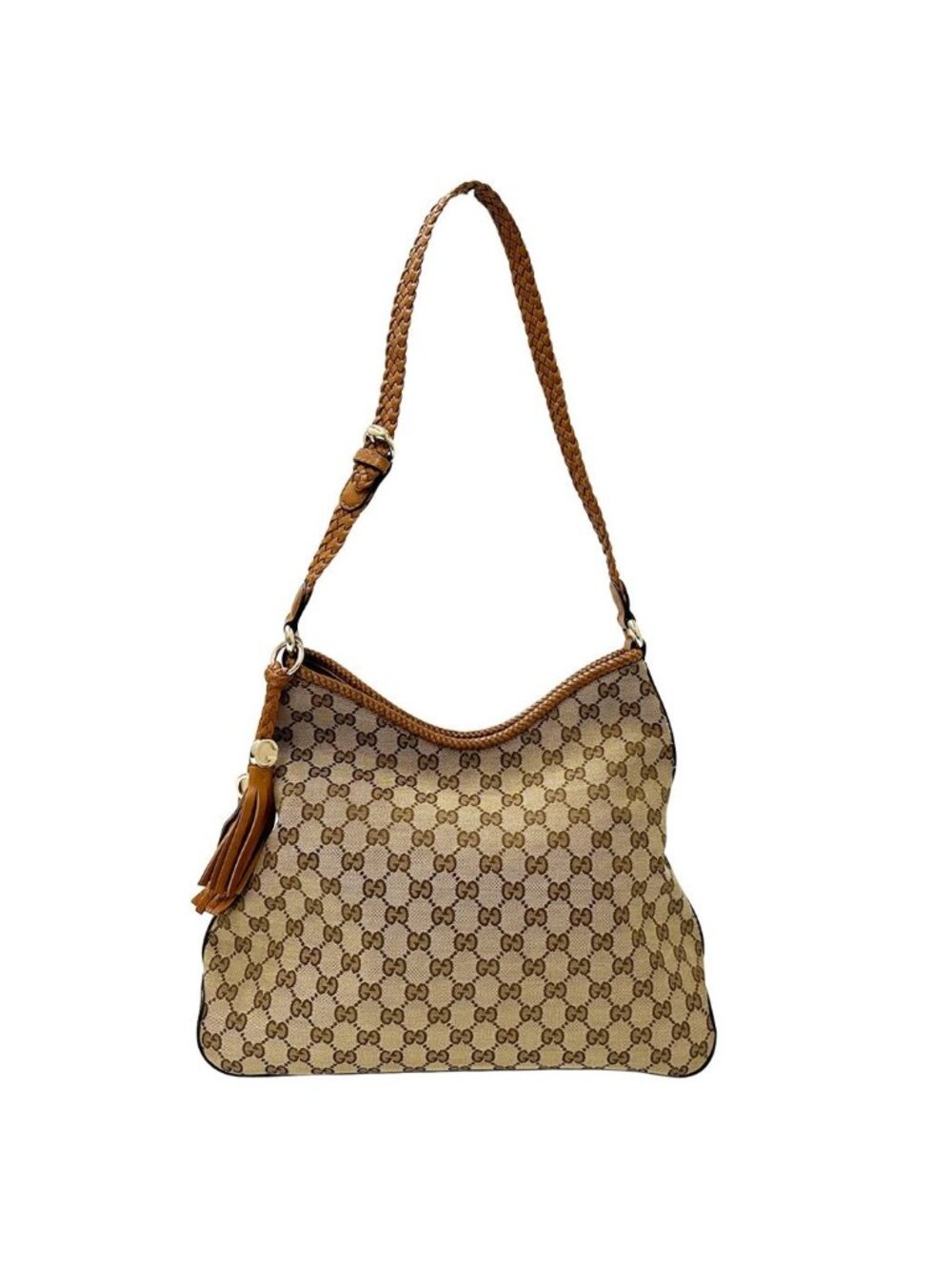 Gucci Marrakech Shoulder Bag GG Canvas Brown Gold Large Everyday